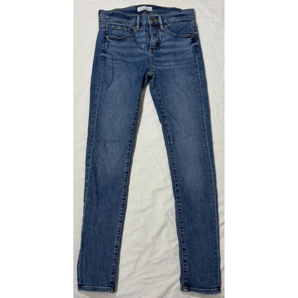 Loft Womens Skinny Crop Jeans Blue Denim Slim Pockets Mid Rise Outdoor 24/00